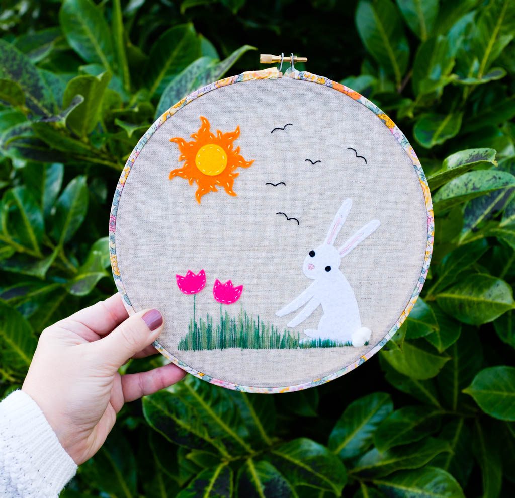 Felt Bunny Spring Hoop