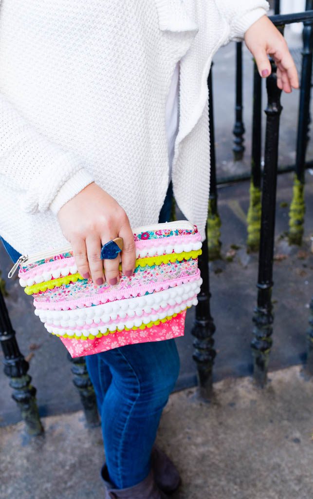 Pom Pom Trim Spring Clutch