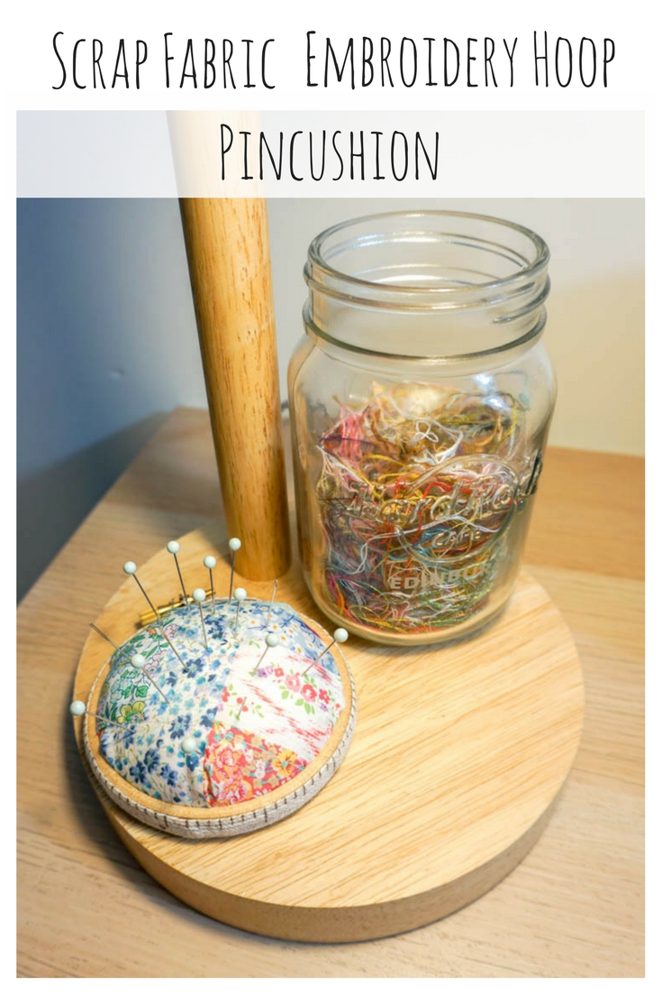 Scrap Fabric Embroidery Hoop Pincushion