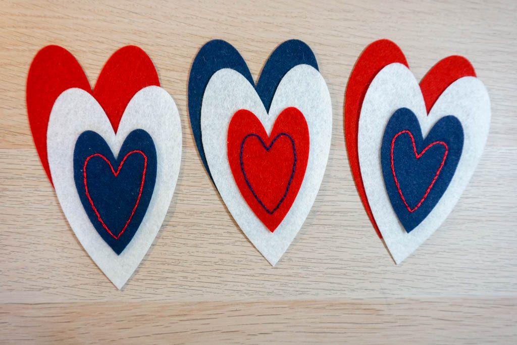 Patriotic Felt Heart Ornaments