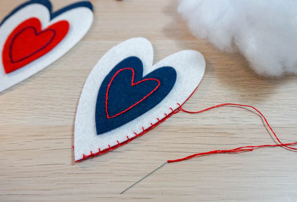 Patriotic Felt Heart Ornaments