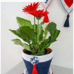 Red, White, and Blue Decorative Garden Pot