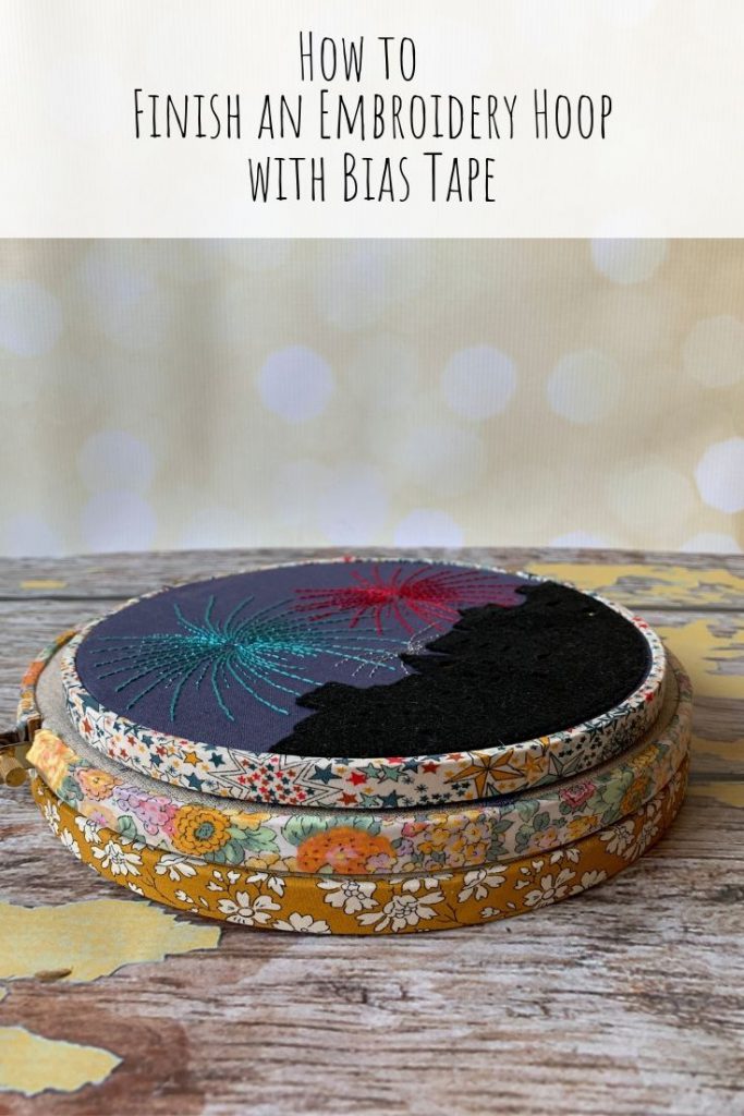 How to Finish an Embroidery Hoop with Bias Tape