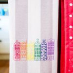 Rainbow Row Houses Tea Towel Embroidery