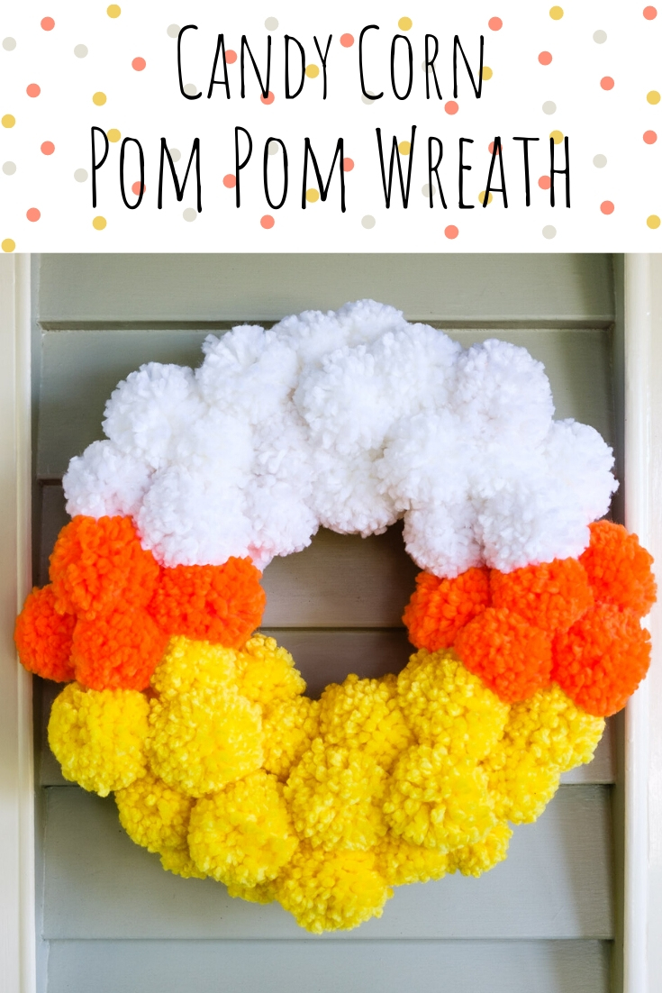 Candy Corn Pom Pom Wreath