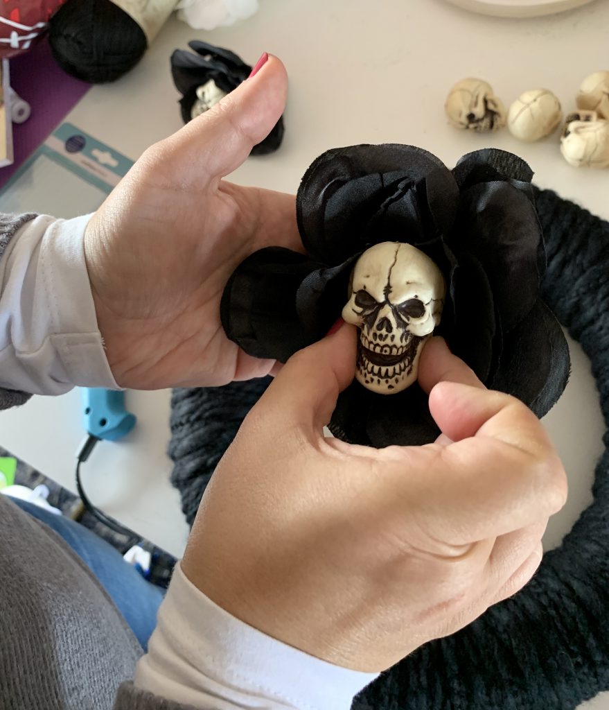 glue skulls to roses