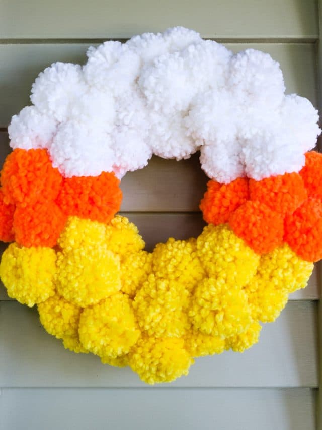 Candy Corn Pom Pom Wreath