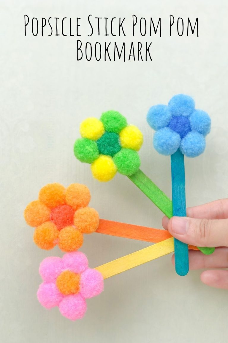 Easy Popsicle Stick Pom Pom Bookmark