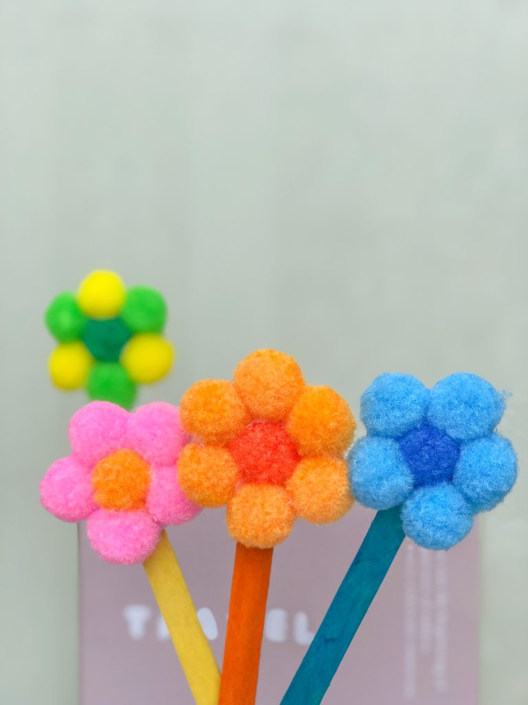 Easy Popsicle Stick Pom Pom Bookmark