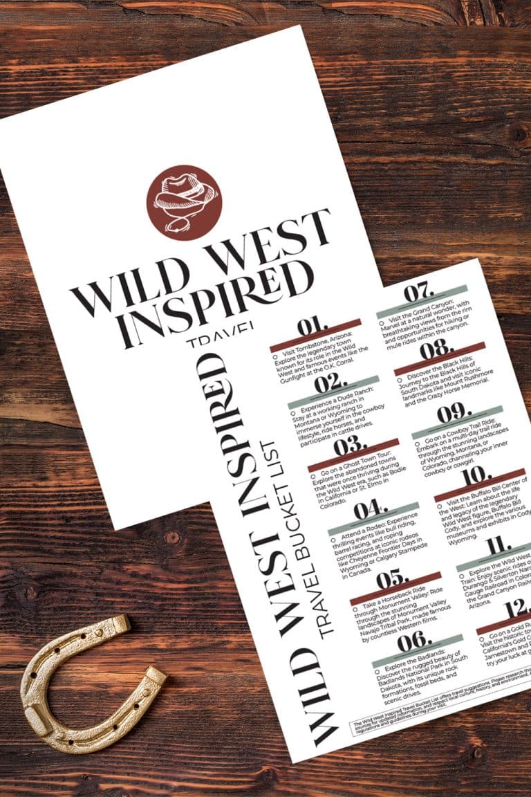 Wild West Inspired Travel Bucket List (printable)