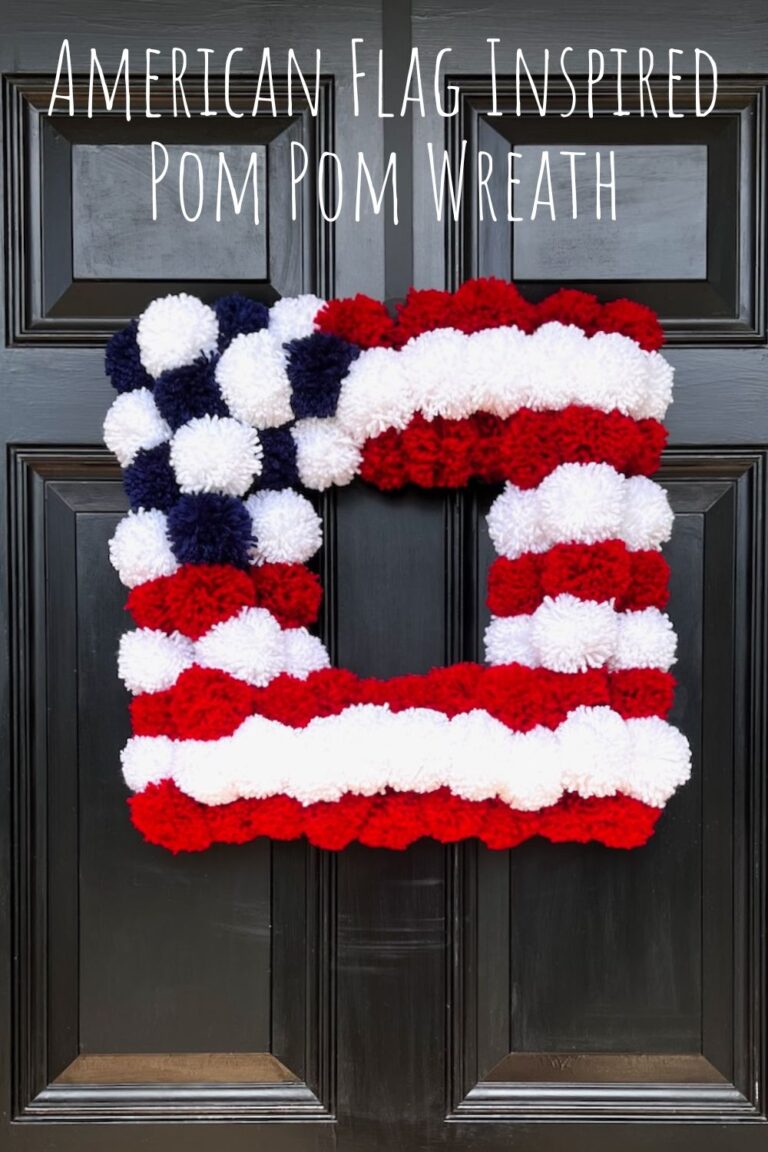 American Flag Inspired Pom Pom Wreath