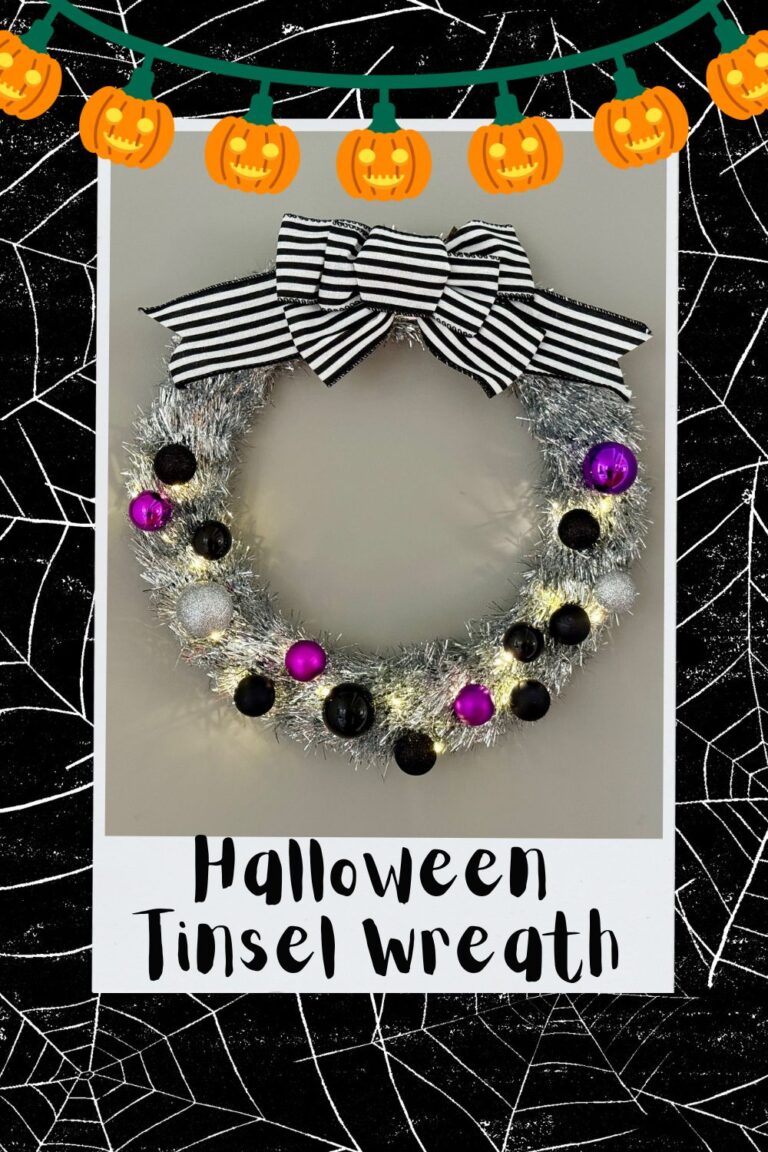 Light Up Halloween Tinsel Wreath