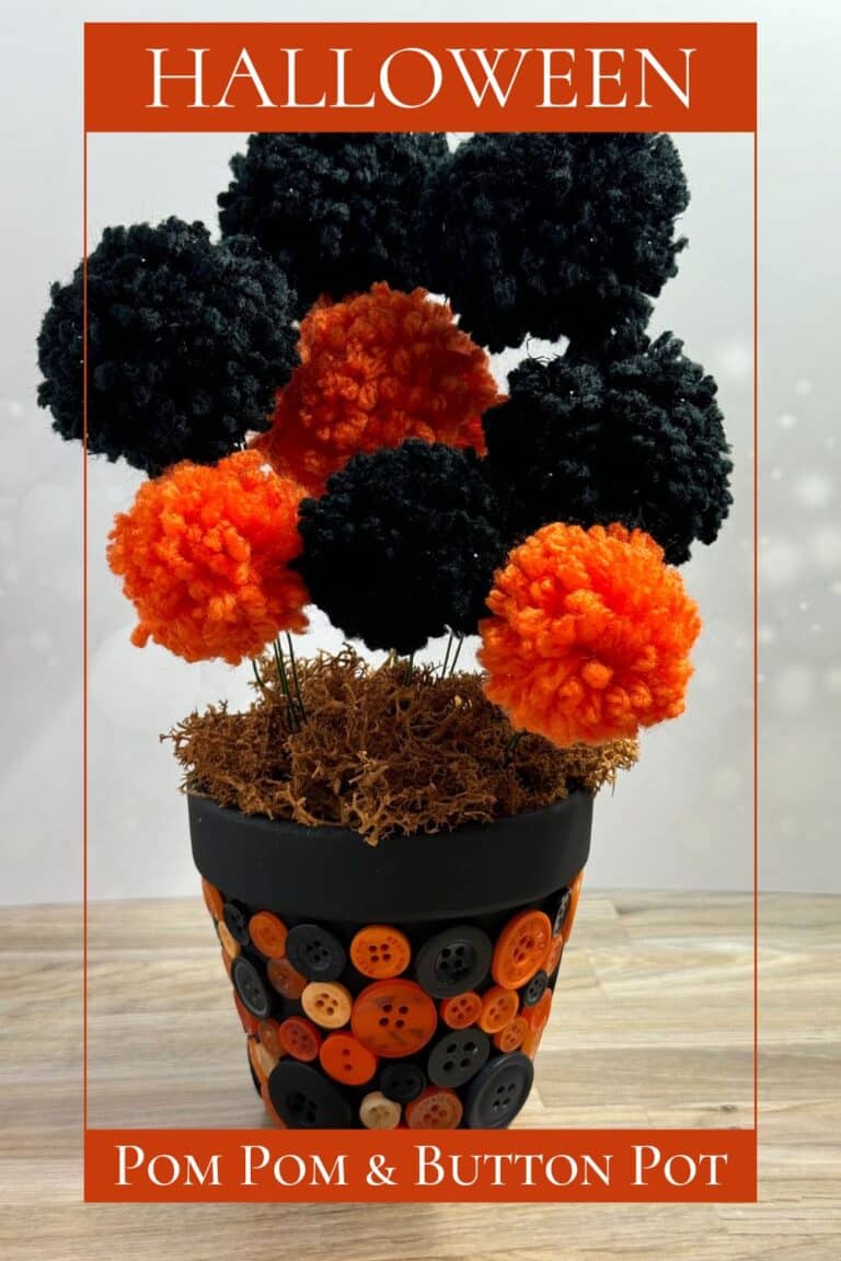 Halloween Pom Pom and Button Flowerpot