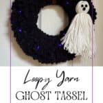 Loopy Yarn Halloween Ghost Tassel Wreath