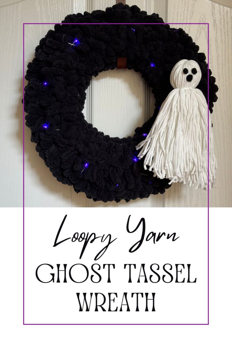 Loopy Yarn Halloween Ghost Tassel Wreath