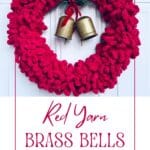 Red Yarn Brass Bells Wreath