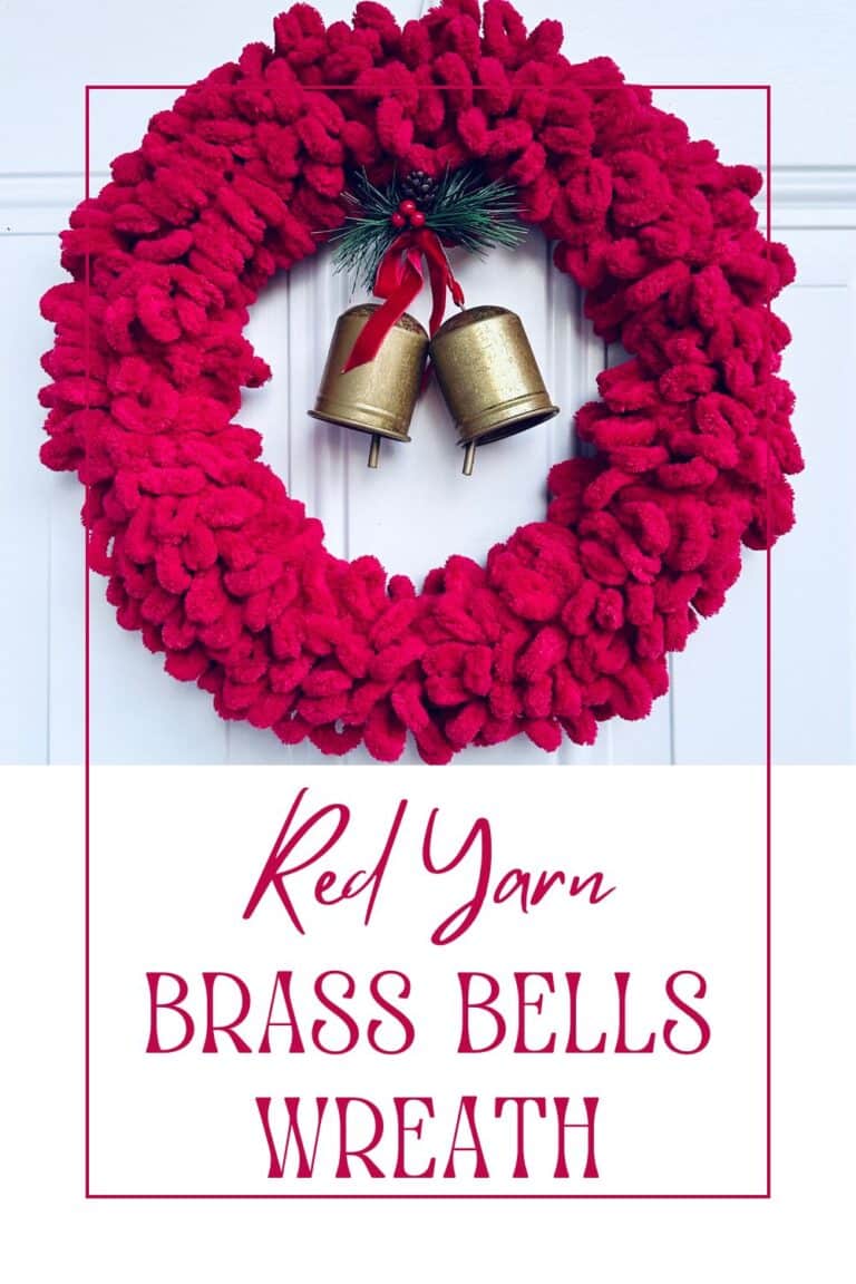 Red Yarn Brass Bells Wreath