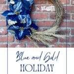 Blue and Gold Holiday Wreath