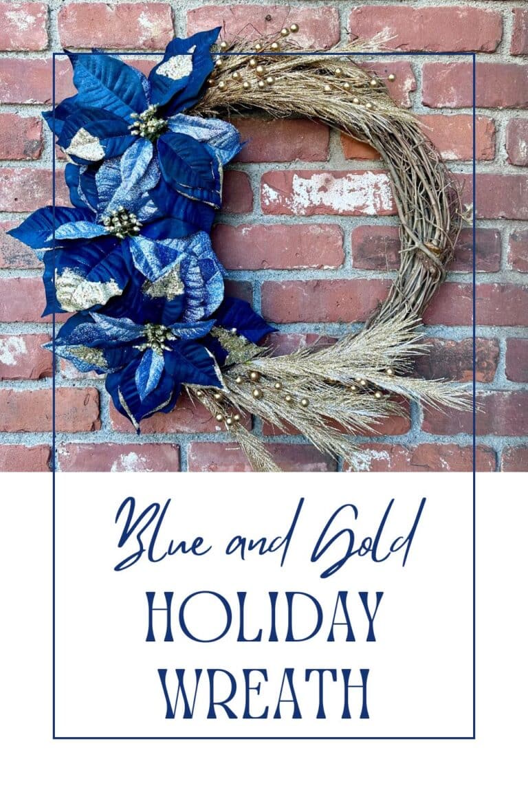 Blue and Gold Holiday Wreath